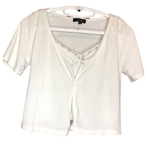 MIXED THREADS White Cardigan w/ attached Tank Top - Picture 1 of 9